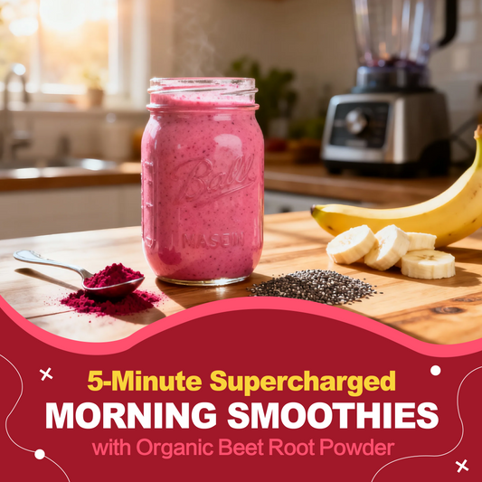 5-Minute Supercharged Morning Smoothies with Organic Beet Root Powder